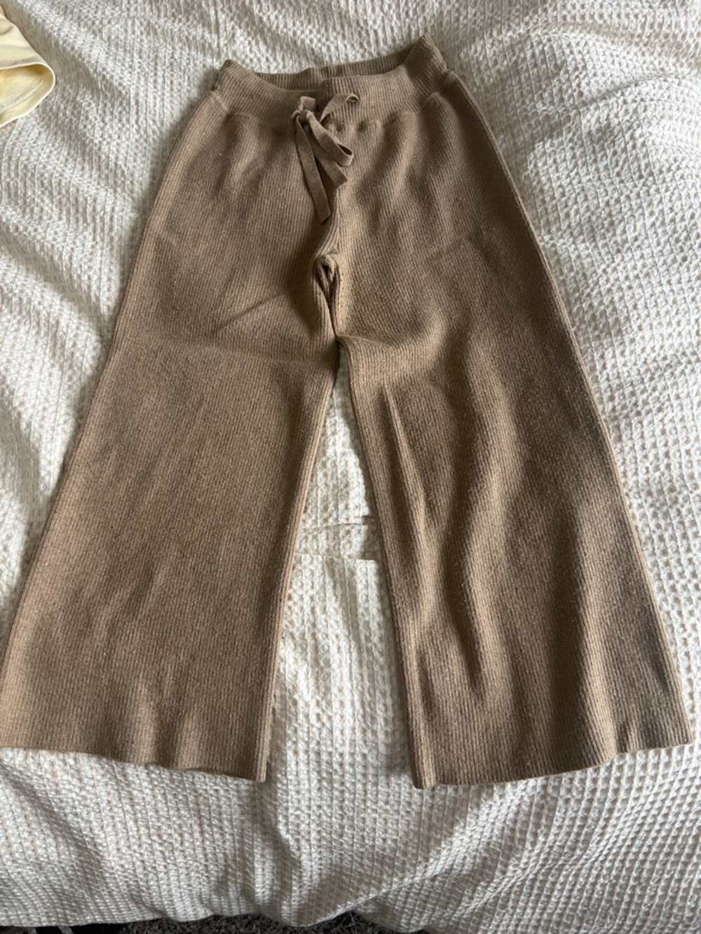 Abercrombie & Fitch Wide Leg Knit Pants in Light Brown